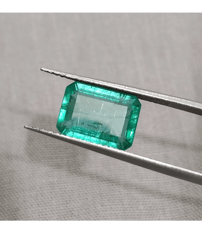 GSI Certified 3.05ct Zambian Emerald, 100% Natural Gemstone - SMSGEMS 
