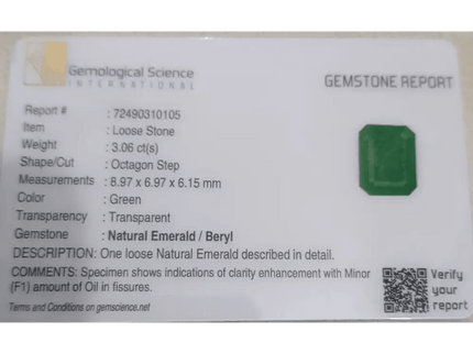 Zambian Emerald Cut Natural Earth Mined Gemstone - SMSGEMS 