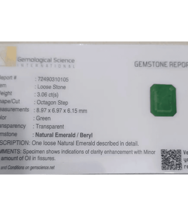 Zambian Emerald Cut Natural Earth Mined Gemstone - SMSGEMS 