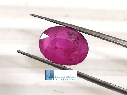 3.12ct Mozambique Ruby Natural Untreated Gemstone GSI Certified - SMSGEMS 