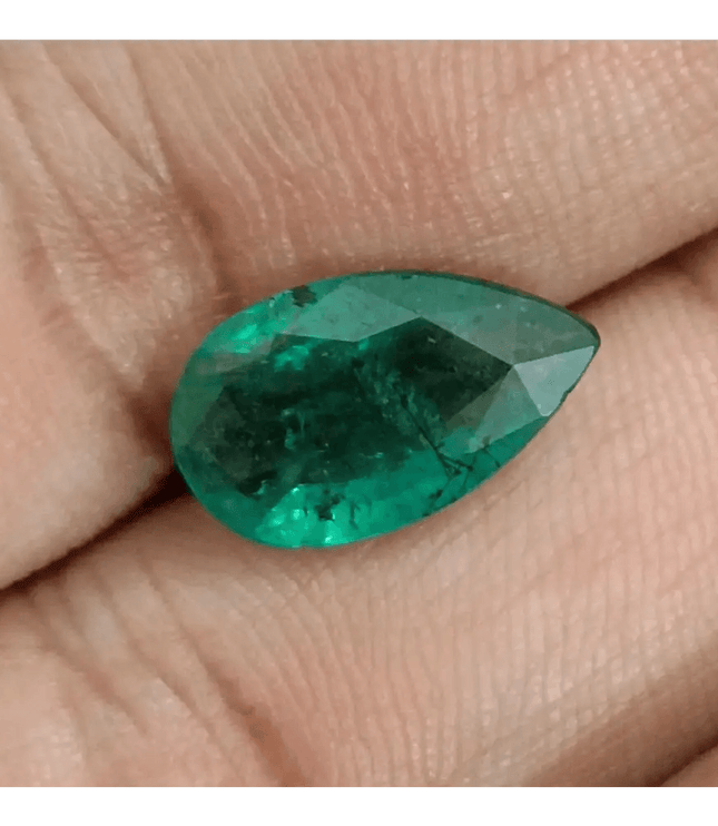 GSI Certified 3.13ct Deep Green Zambian Emerald, 100% Natural Earthmined Gem - SMSGEMS 