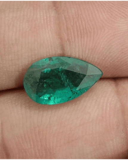 GSI Certified 3.13ct Deep Green Zambian Emerald, 100% Natural Earthmined Gem - SMSGEMS 