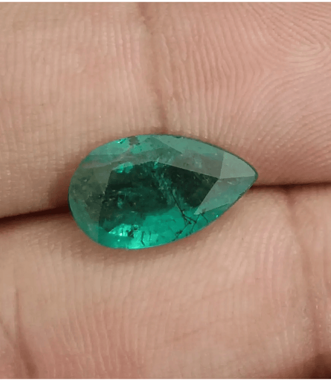 GSI Certified 3.13ct Deep Green Zambian Emerald, 100% Natural Earthmined Gem - SMSGEMS 