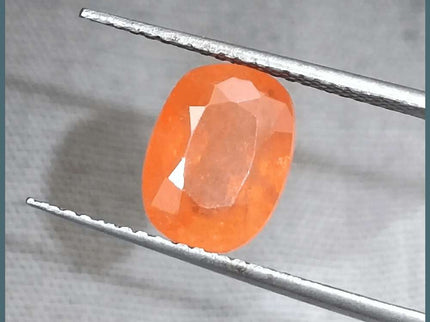 GSI Certified 3.15ct Orange Ceylon Sapphire, Natural Gemstone - SMSGEMS 