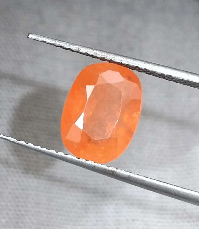 GSI Certified 3.15ct Orange Ceylon Sapphire, Natural Gemstone - SMSGEMS 