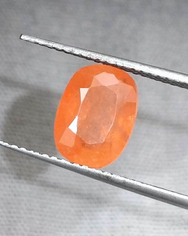 GSI Certified 3.15ct Orange Ceylon Sapphire, Natural Gemstone - SMSGEMS 