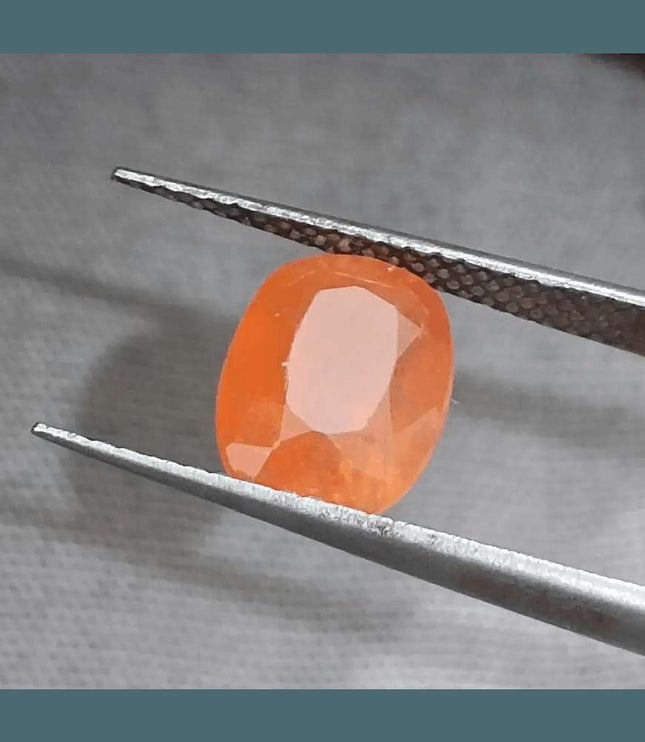 GSI Certified 3.15ct Orange Ceylon Sapphire, Natural Gemstone - SMSGEMS 