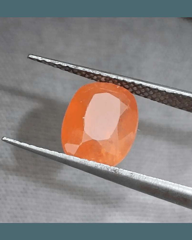 GSI Certified 3.15ct Orange Ceylon Sapphire, Natural Gemstone - SMSGEMS 