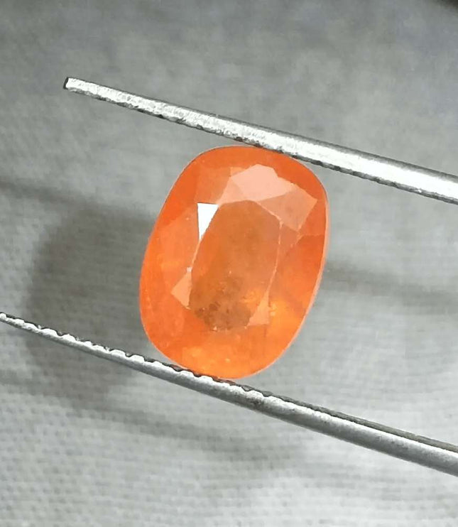 GSI Certified 3.15ct Orange Ceylon Sapphire, Natural Gemstone - SMSGEMS 