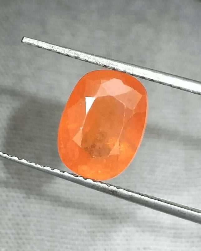 GSI Certified 3.15ct Orange Ceylon Sapphire, Natural Gemstone - SMSGEMS 