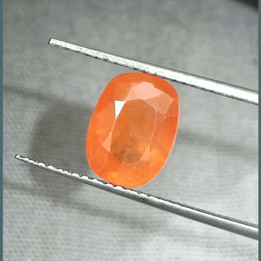 GSI Certified 3.15ct Orange Ceylon Sapphire, Natural Gemstone - SMSGEMS 