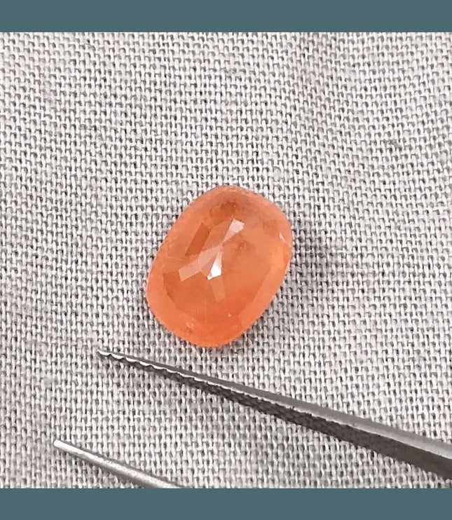 GSI Certified 3.15ct Orange Ceylon Sapphire, Natural Gemstone - SMSGEMS 
