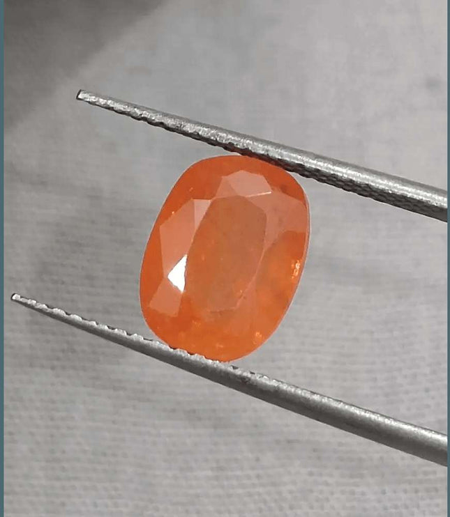GSI Certified 3.15ct Orange Ceylon Sapphire, Natural Gemstone - SMSGEMS 