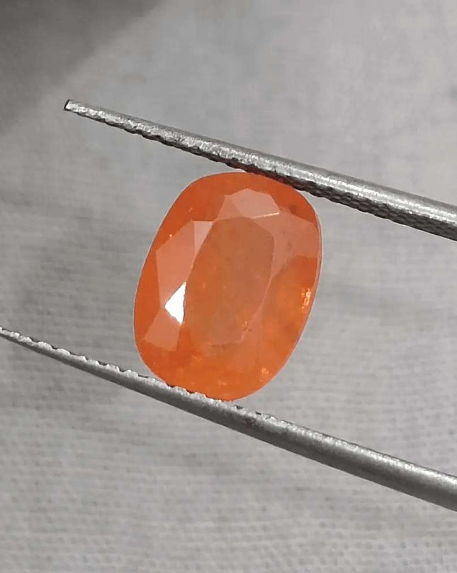 GSI Certified 3.15ct Orange Ceylon Sapphire, Natural Gemstone - SMSGEMS 
