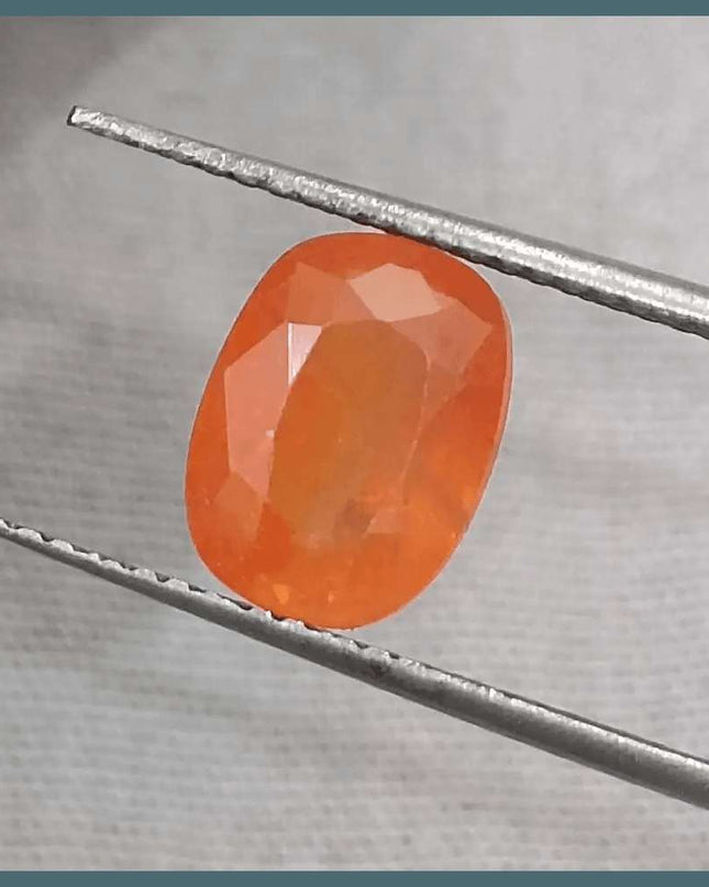 GSI Certified 3.15ct Orange Ceylon Sapphire, Natural Gemstone - SMSGEMS 