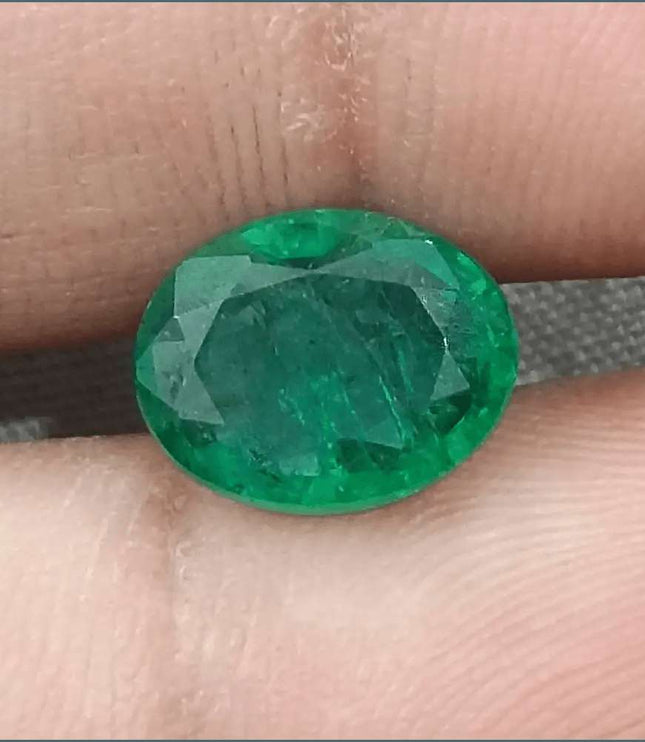3.19ct Medium Deep Vivid Green Emerald - SMSGEMS 