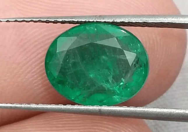 3.19ct Medium Deep Vivid Green Emerald - SMSGEMS 