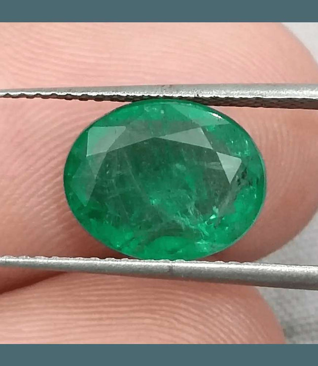 3.19ct Medium Deep Vivid Green Emerald - SMSGEMS 