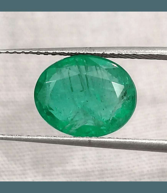 3.19ct Medium Deep Vivid Green Emerald - SMSGEMS 