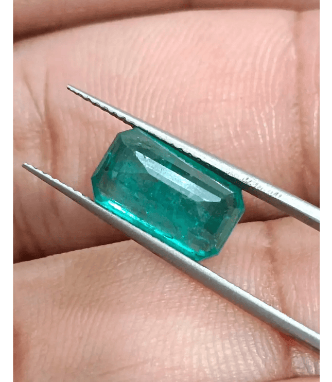 GSI Certified 3.24ct Zambian Emerald , 100% Natural Earth Mined Gemstone. - SMSGEMS 