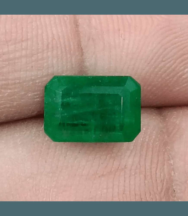 GSI Certified 3.29ct Deep Velvet Green Emerald, Natural Gemstone - SMSGEMS 