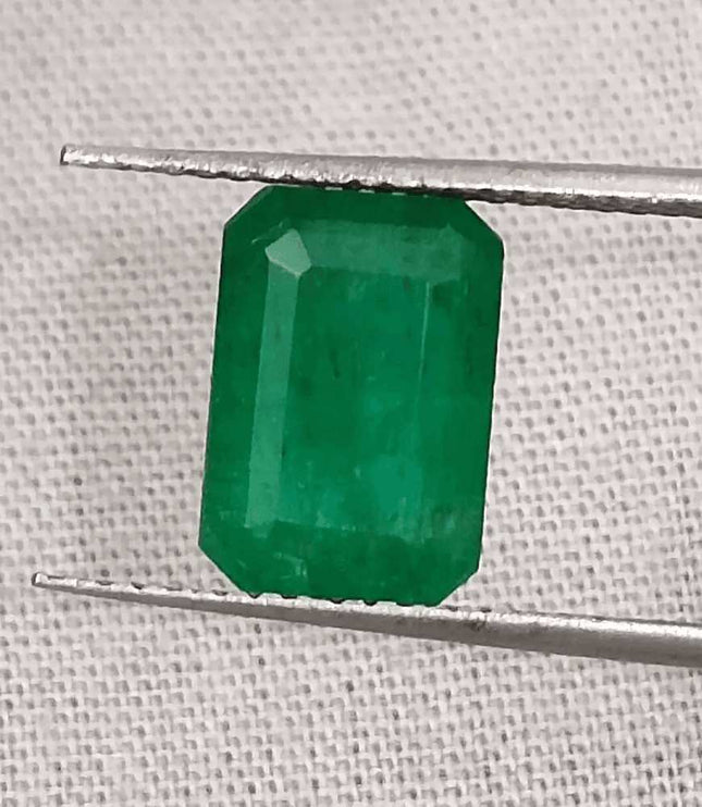 GSI Certified 3.29ct Deep Velvet Green Emerald, Natural Gemstone - SMSGEMS 