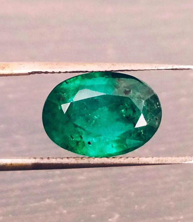 GSI Certified 3.30ct Deep Vibrant Green Zambian Emerald, Natural Gemstone - SMSGEMS 