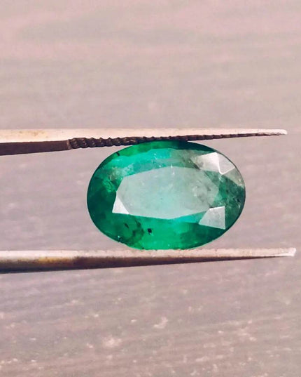GSI Certified 3.30ct Deep Vibrant Green Zambian Emerald, Natural Gemstone - SMSGEMS 