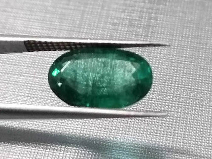 GSI Certified 3.33ct Full Luster Deep Green Zambian Emerald , Natural Earth Mined Gemstone. - SMSGEMS 