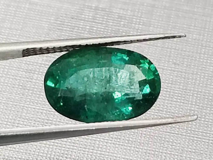 GSI Certified 3.33ct Full Luster Deep Green Zambian Emerald , Natural Earth Mined Gemstone. - SMSGEMS 
