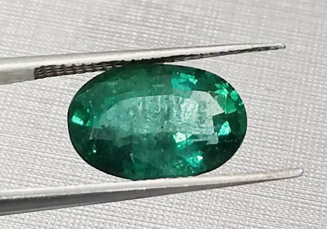 GSI Certified 3.33ct Full Luster Deep Green Zambian Emerald , Natural Earth Mined Gemstone. - SMSGEMS 