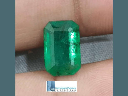 3.38ct Velvet Green Emerald GSI Certified - SMSGEMS 