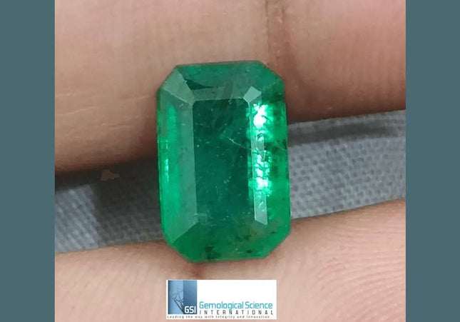 3.38ct Velvet Green Emerald GSI Certified - SMSGEMS 