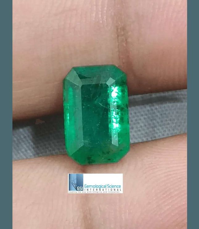 3.38ct Velvet Green Emerald GSI Certified - SMSGEMS 