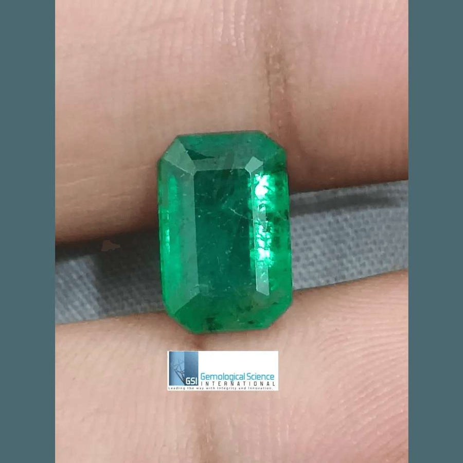 3.38ct Velvet Green Emerald GSI Certified - SMSGEMS 