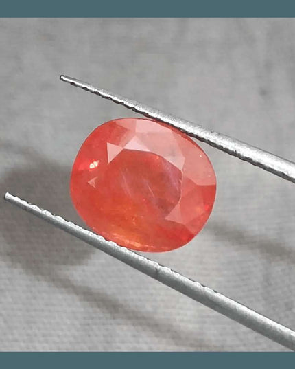 GSI Certified 3.41ct Orange Sapphire, Natural Gemstone - SMSGEMS 
