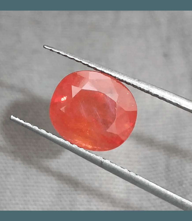 GSI Certified 3.41ct Orange Sapphire, Natural Gemstone - SMSGEMS 
