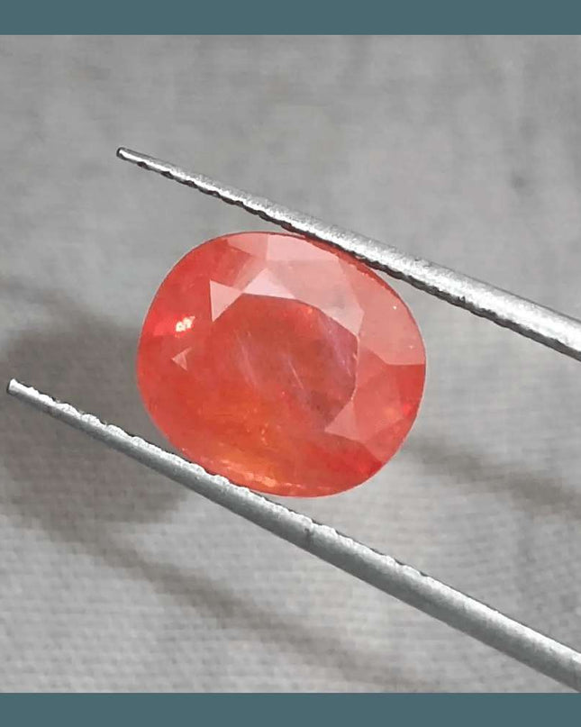 GSI Certified 3.41ct Orange Sapphire, Natural Gemstone - SMSGEMS 