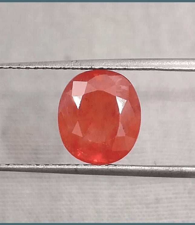 GSI Certified 3.41ct Orange Sapphire, Natural Gemstone - SMSGEMS 