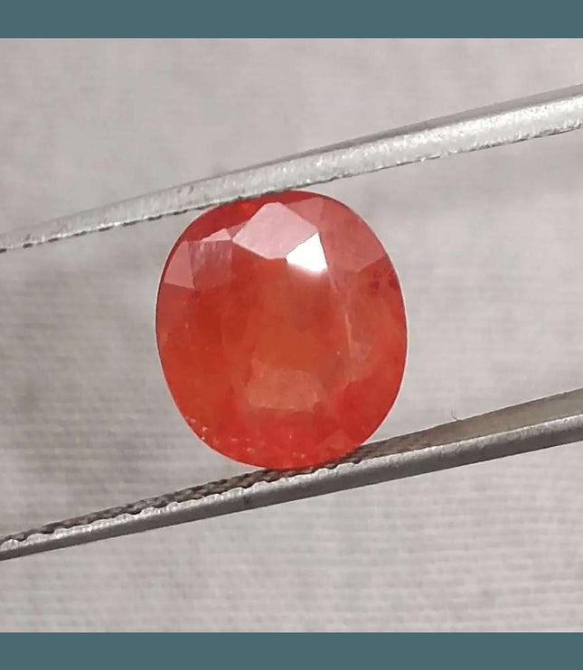 GSI Certified 3.41ct Orange Sapphire, Natural Gemstone - SMSGEMS 