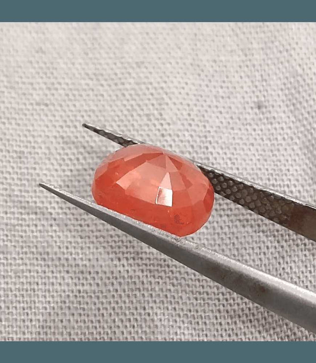 GSI Certified 3.41ct Orange Sapphire, Natural Gemstone - SMSGEMS 