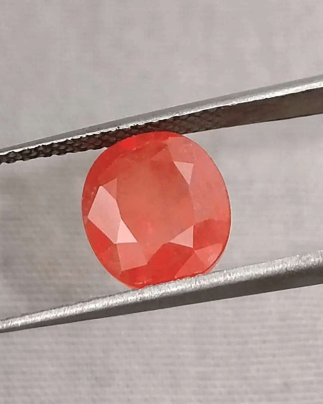 GSI Certified 3.41ct Orange Sapphire, Natural Gemstone - SMSGEMS 