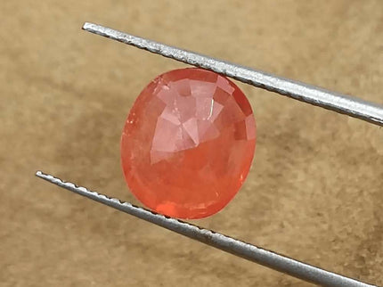 GSI Certified 3.41ct Orange Sapphire, Natural Gemstone - SMSGEMS 