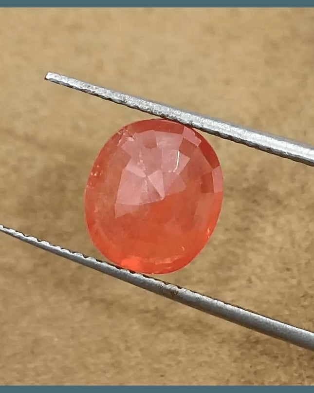 GSI Certified 3.41ct Orange Sapphire, Natural Gemstone - SMSGEMS 