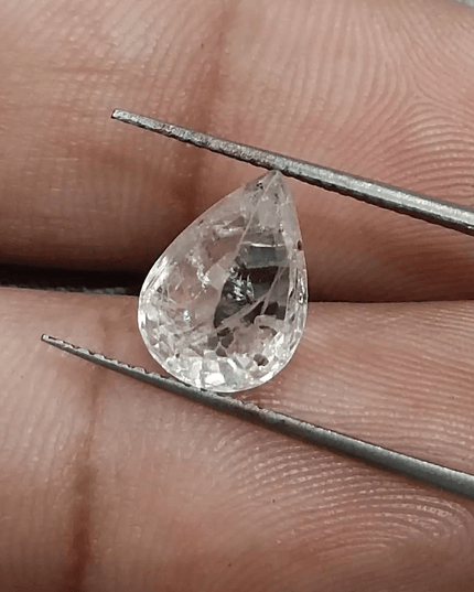 GSI Certified 3.50ct White Sapphire, Natural Untreated Gemstone - SMSGEMS 