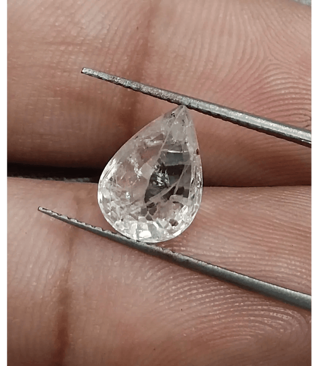 GSI Certified 3.50ct White Sapphire, Natural Untreated Gemstone - SMSGEMS 