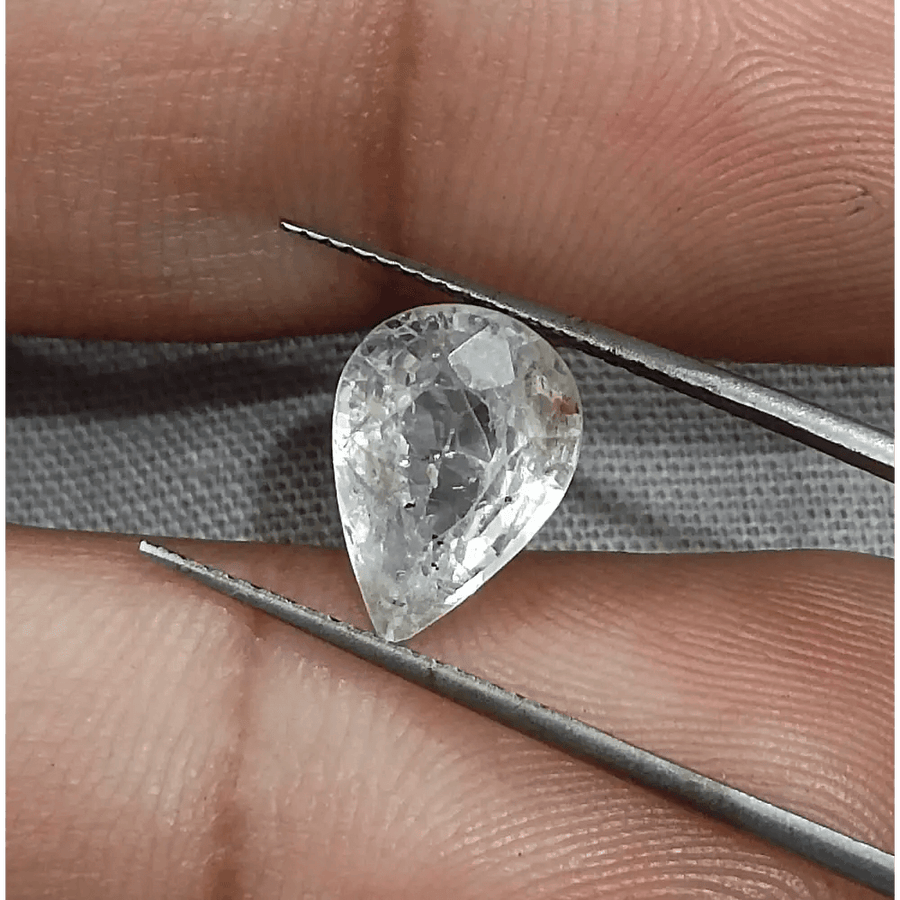 GSI Certified 3.50ct White Sapphire, Natural Untreated Gemstone - SMSGEMS 