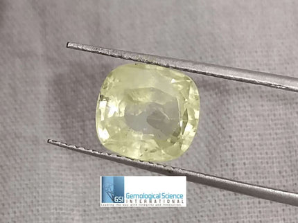 3.60ct Natural Ceylon Yellow Sapphire GSI Certified - SMSGEMS 