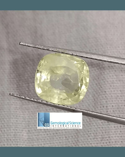 3.60ct Natural Ceylon Yellow Sapphire GSI Certified - SMSGEMS 