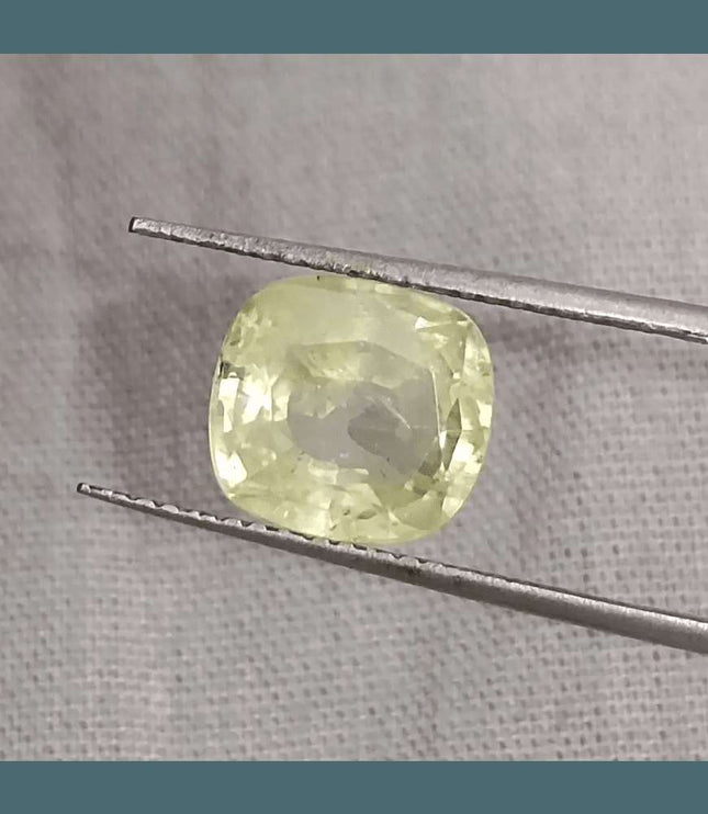 3.60ct Natural Ceylon Yellow Sapphire GSI Certified - SMSGEMS 